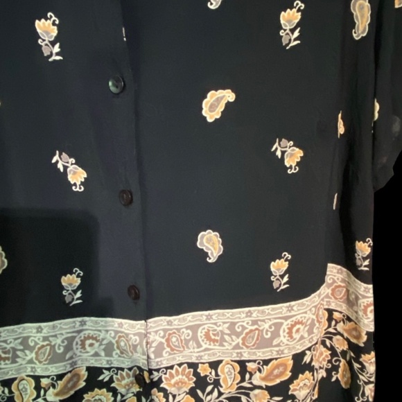 Vintage Kathie Lee Woman Semi Sheer Black Short Sleeve Notched Collar 18W/20W - Picture 5 of 5